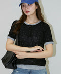 <Set Item> Cut x Jacquard Henry Neck T-Shirt Limited Edition - Black