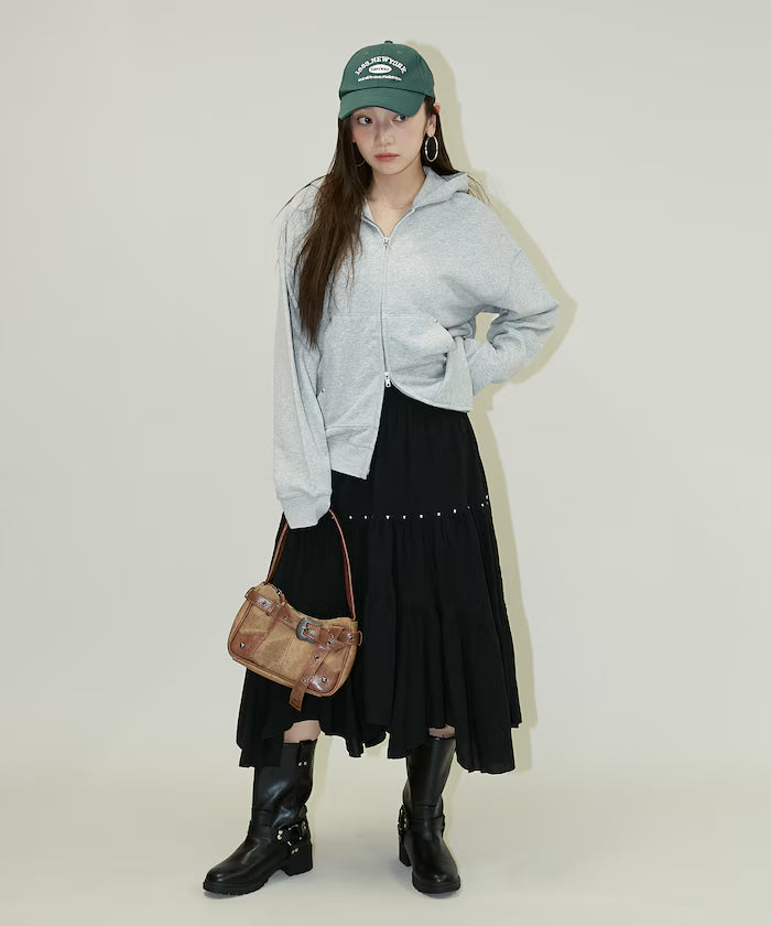 Studded Asymmetrical Tiered Skirt Limited Edition