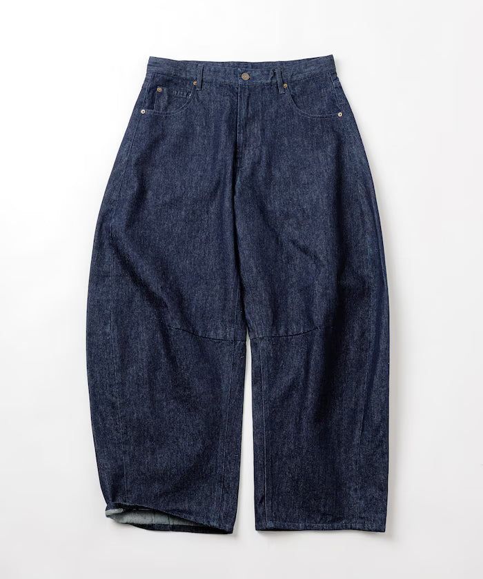 Wide Silhouette Curve Denim Pants One Wash