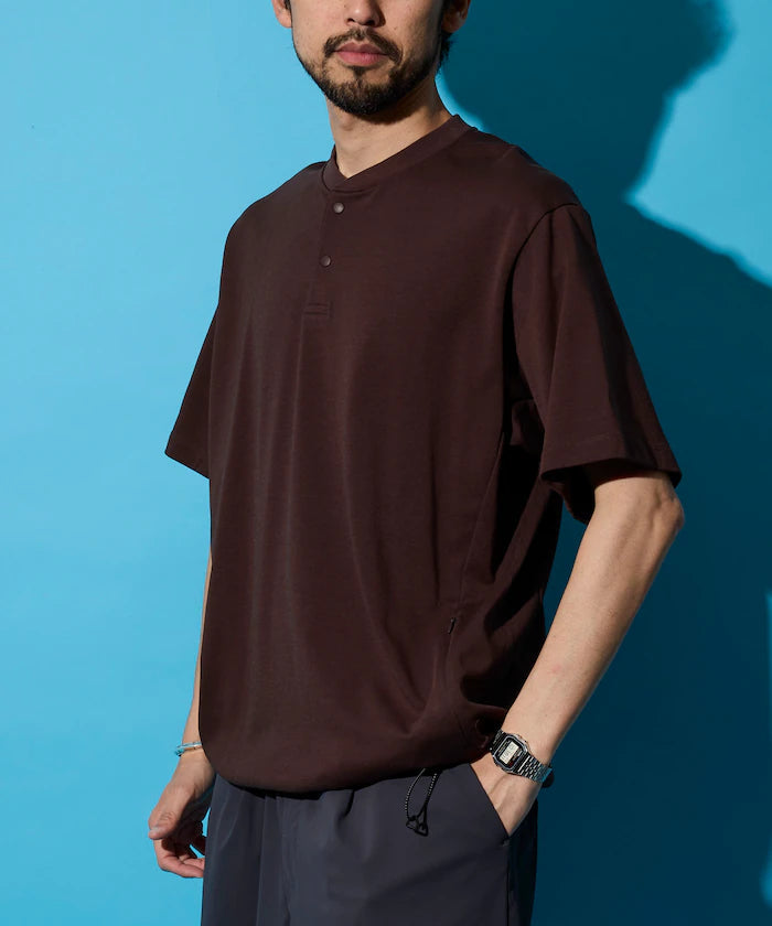SUPER ICE / Super Ice Henry Neck Spindle T-Shirt Contact Cold Sensation / Quick Drying / UV Cut