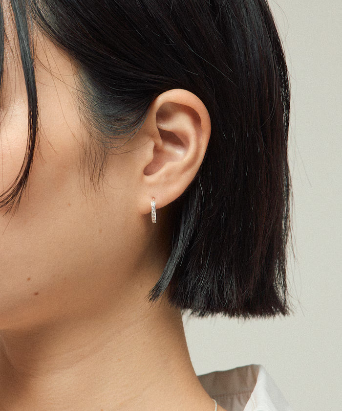 Stone Hoop Earrings / For Both Ears