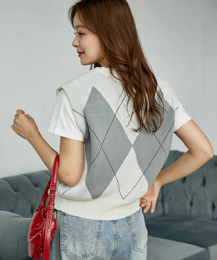 Summer Knit Argyle Vest Limited Edition
