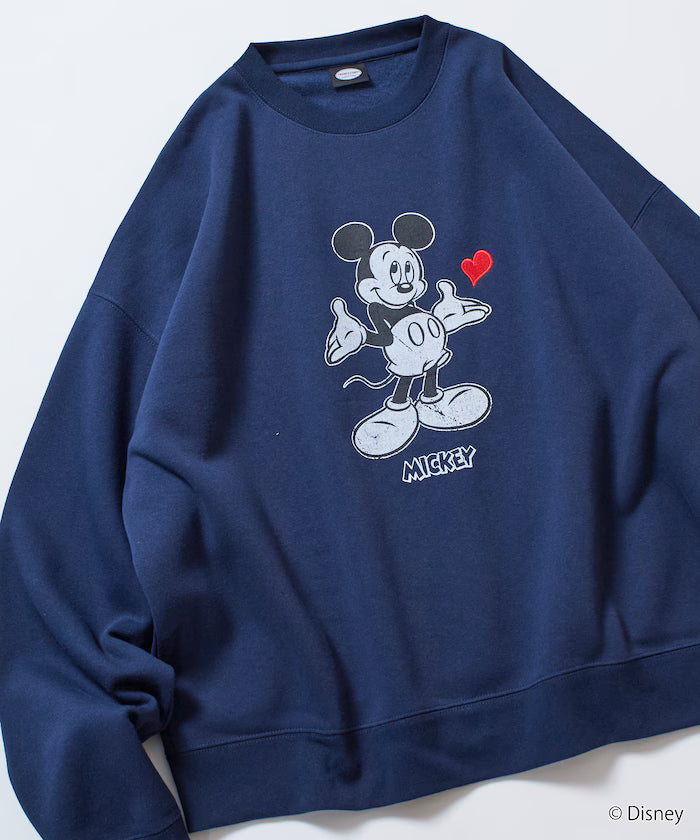 DISNEY/Mickey Mouse/Custom Crew Neck Printed Sweatshirt/Heart [Limited Edition]