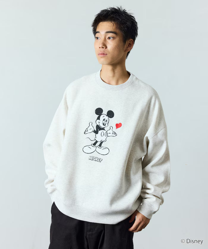 DISNEY/Mickey Mouse/Custom Crew Neck Printed Sweatshirt/Heart [Limited Edition]