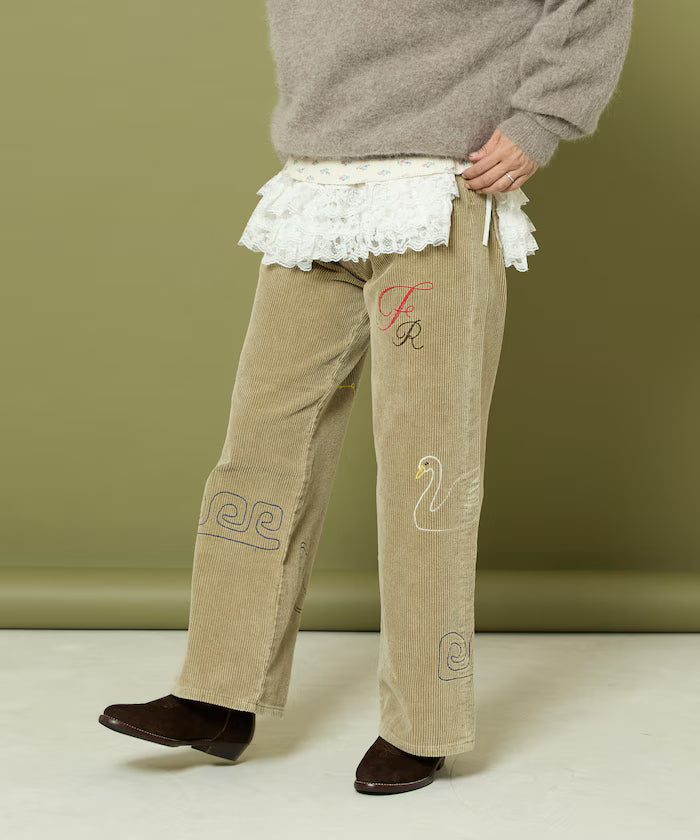 Chain Stitch Corduroy Pants
