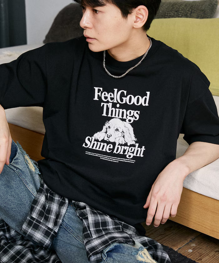 <Functional Material> Shime Bright Dog Print T-shirt Limited Edition