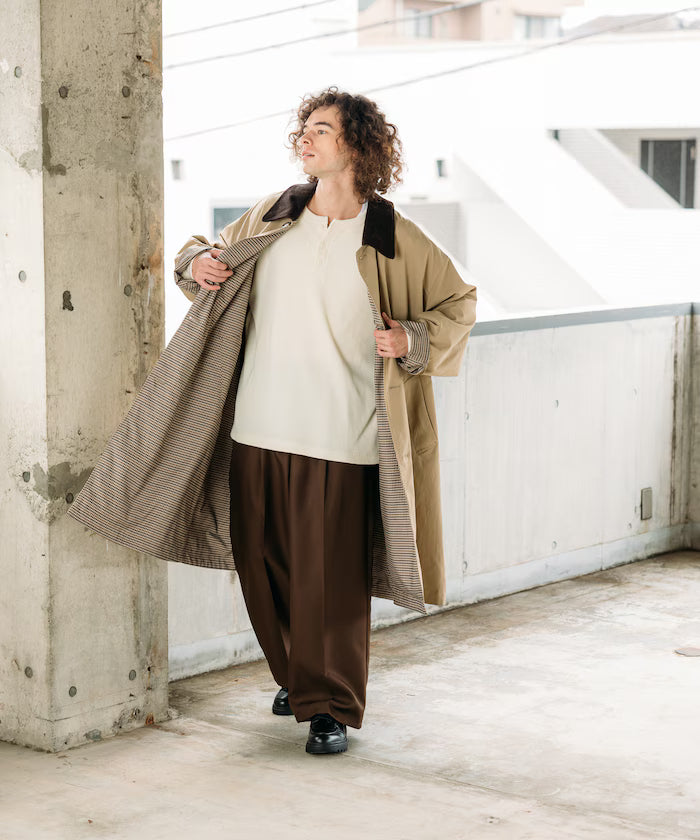 Wide Silhouette Staple Twill Easy Slacks/Wide Slacks [Limited Edition]