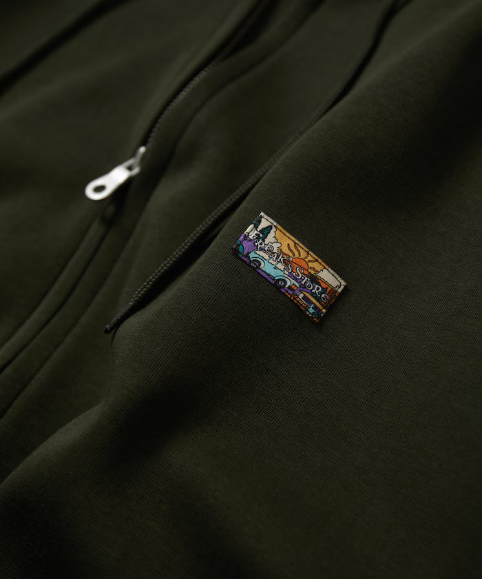 Big Silhouette Spindle Cardboard One Point Logo Sweat Zip-Up Hoodie