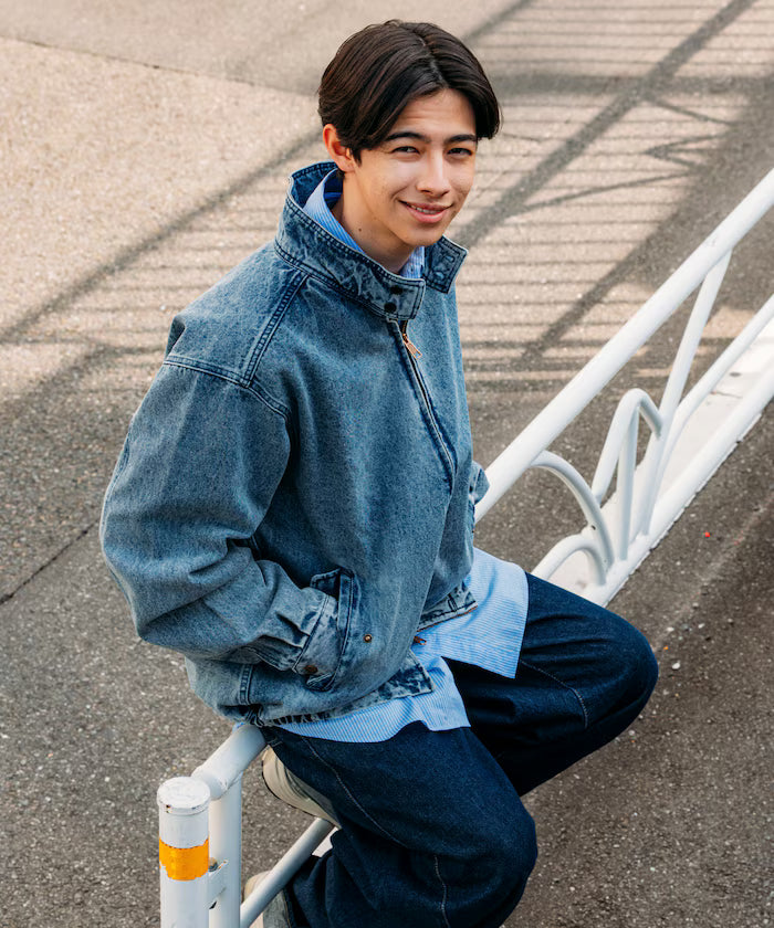 Relaxed Fit Harrington Denim Jacket