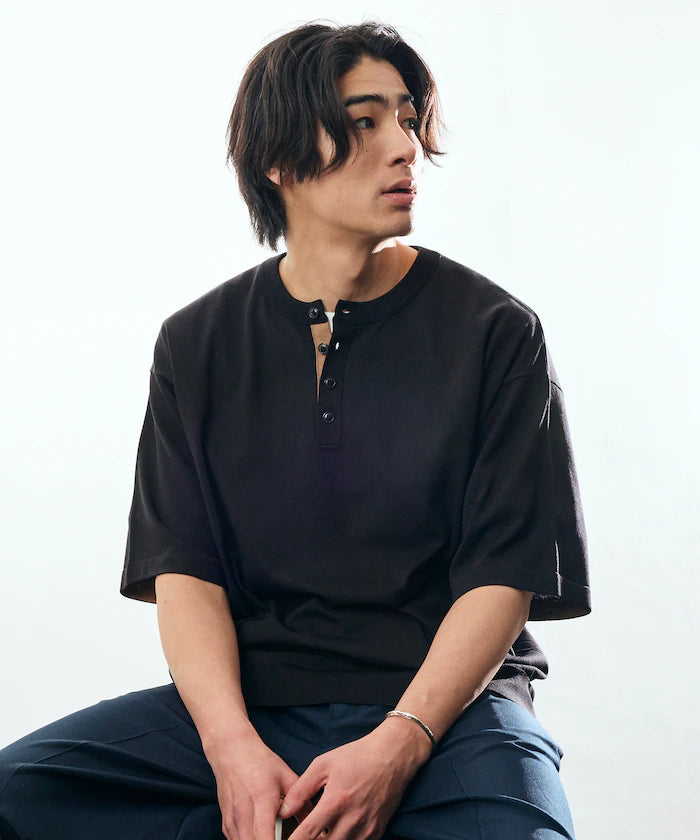 Relax Fit Relax Fit Cool Touch Color Block Henry Neck Pullover 【Limited Edition】
