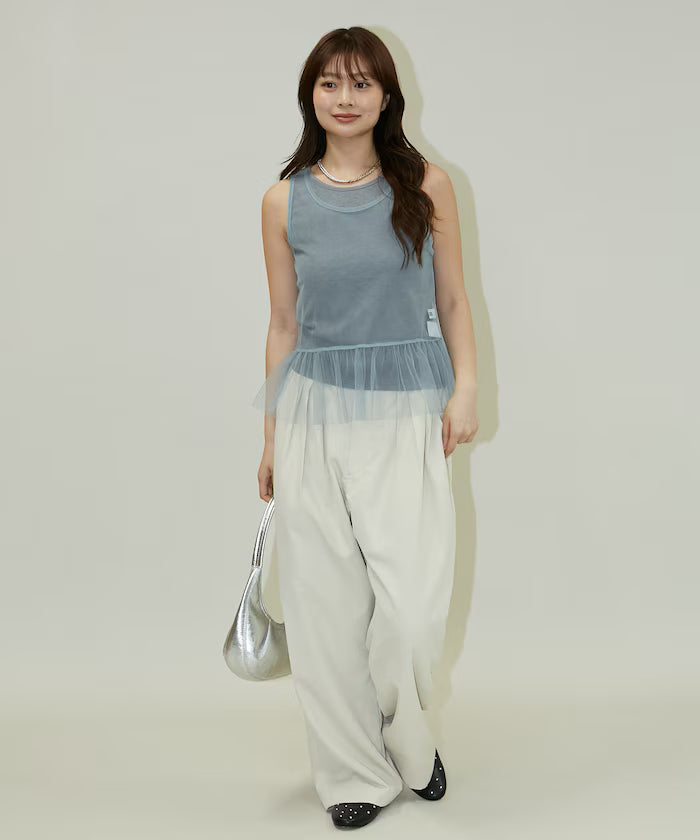 <Set Item> Tulle Layered Tank Top Limited Edition