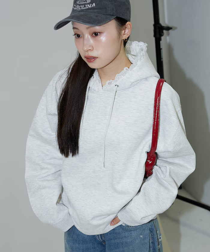 Hoodie with lace and brushed lining - Limited Release