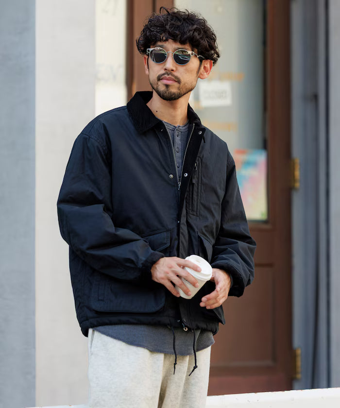 Corduroy panel cotton nylon blouson