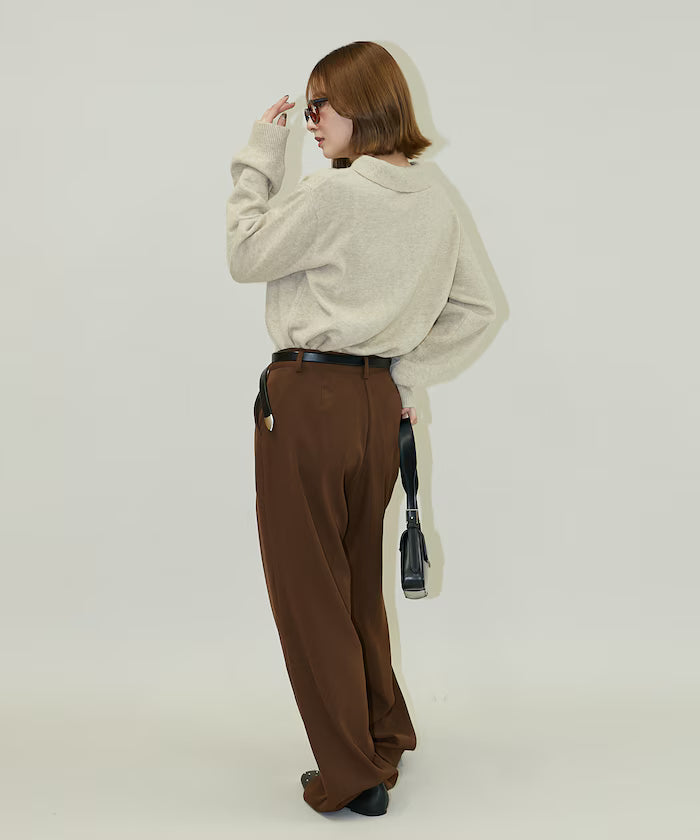 Polo knit pullover with flower motif - limited edition