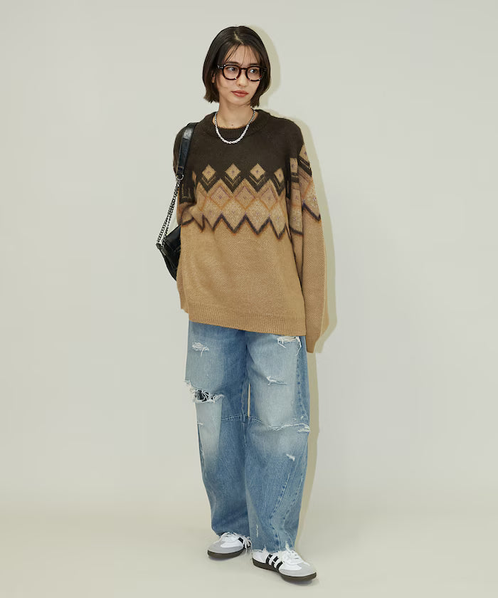 Jacquard Mohair Touch Knit Pullover Limited Edition