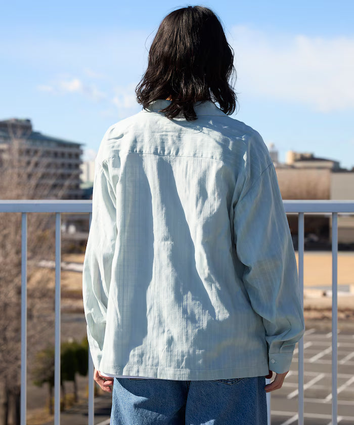 Dobby Woven Long Sleeve Open Collar Shirt / Big Silhouette