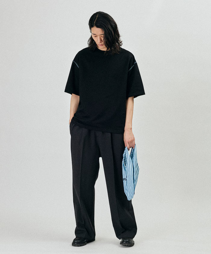 Boxy Silhouette Color Stitch Crew Neck T-Shirt