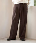 Wide Straight Silhouette One-Tuck Slack Pants - Brown