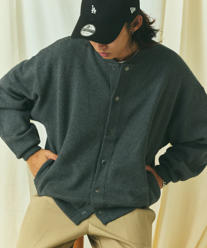 Relax Fit Relax Fit Sweat-like Knit Crew Neck Snap Cardigan [Limited Edition]