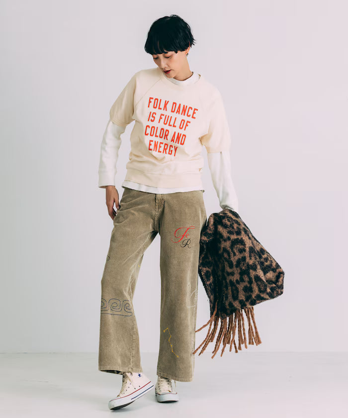 Chain Stitch Corduroy Pants