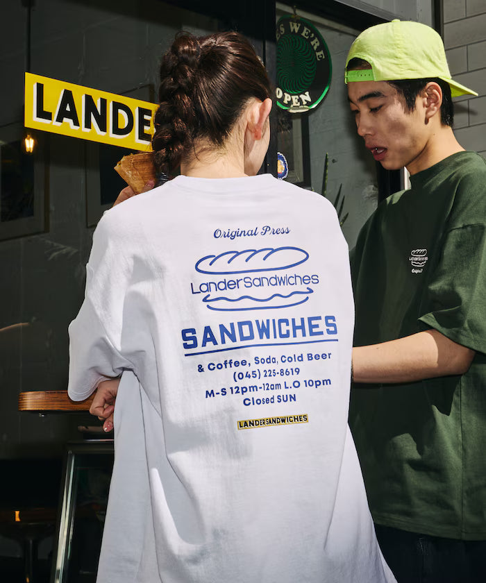 LANDER SANDWICHES×FREAK'S STORE/Lander Limited Edition Big Silhouette Back Print Crew Neck T-Shirt 【Limited Release】 - White