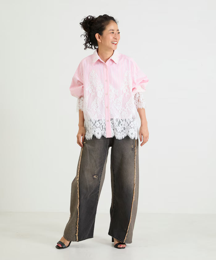 Lace Docking Stripe Shirt