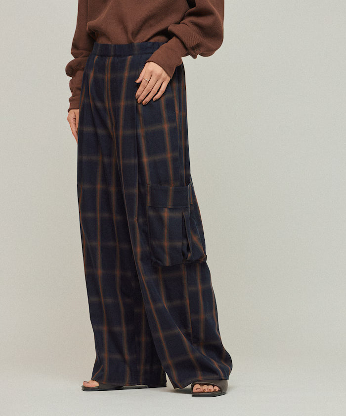 Ombre Check Easy Pants / Patch Pocket Wide Easy Pants