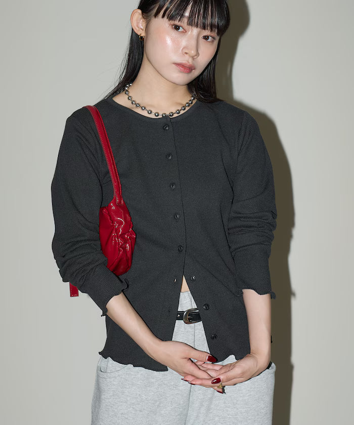 Mini Waffle Mellow Cardigan Limited Edition - Charcoal Gray