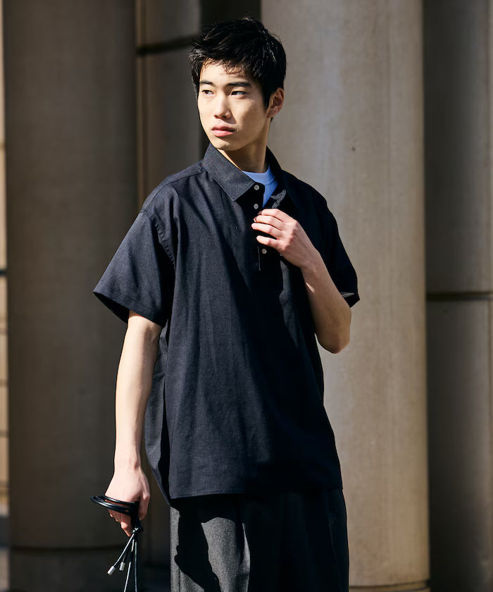 Relax Fit Relax Fit Linen Mix Polo Collar Shirt [Limited Edition]