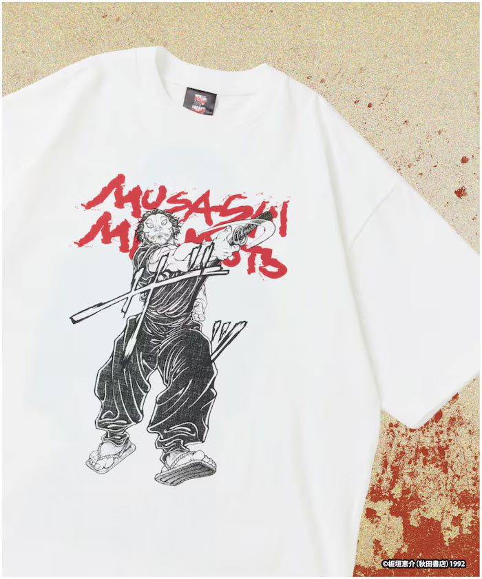 [Sale starts June 12, 12:00] Baki 'Niten Ichi Ryu/Miyamoto Musashi' Print Crewneck T-Shirt - White