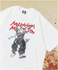 [Sale starts June 12, 12:00] Baki 'Niten Ichi Ryu/Miyamoto Musashi' Print Crewneck T-Shirt - White