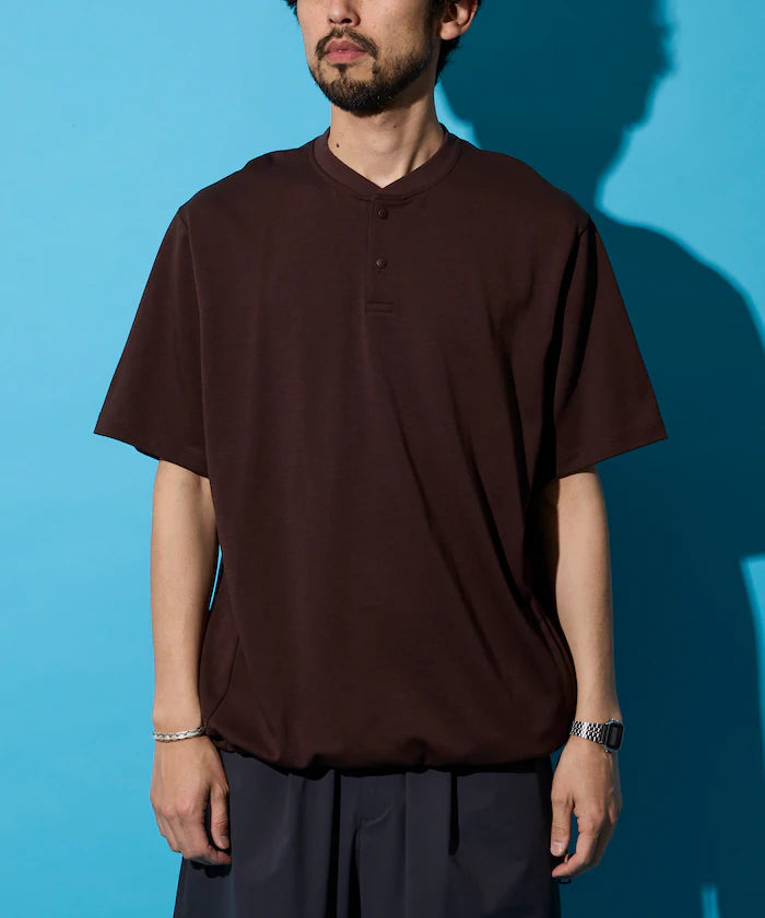 SUPER ICE / Super Ice Henry Neck Spindle T-Shirt Contact Cold Sensation / Quick Drying / UV Cut