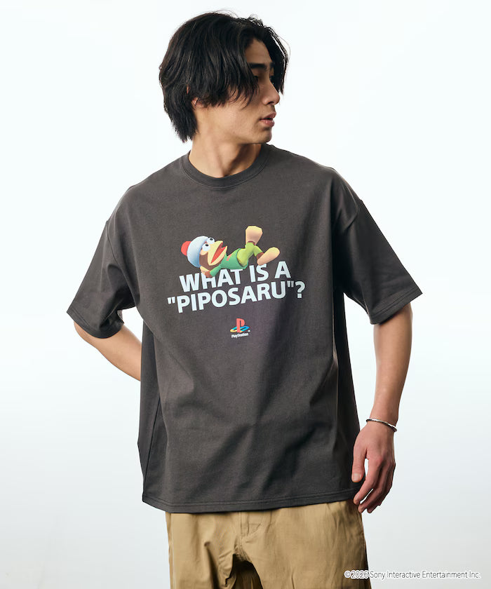 Big Silhouette Crew Neck Print T-shirt/PlayStation Sarugatchi/WHAT IS A PIPOSARU 【Limited Edition】