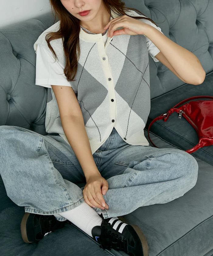Summer Knit Argyle Vest Limited Edition