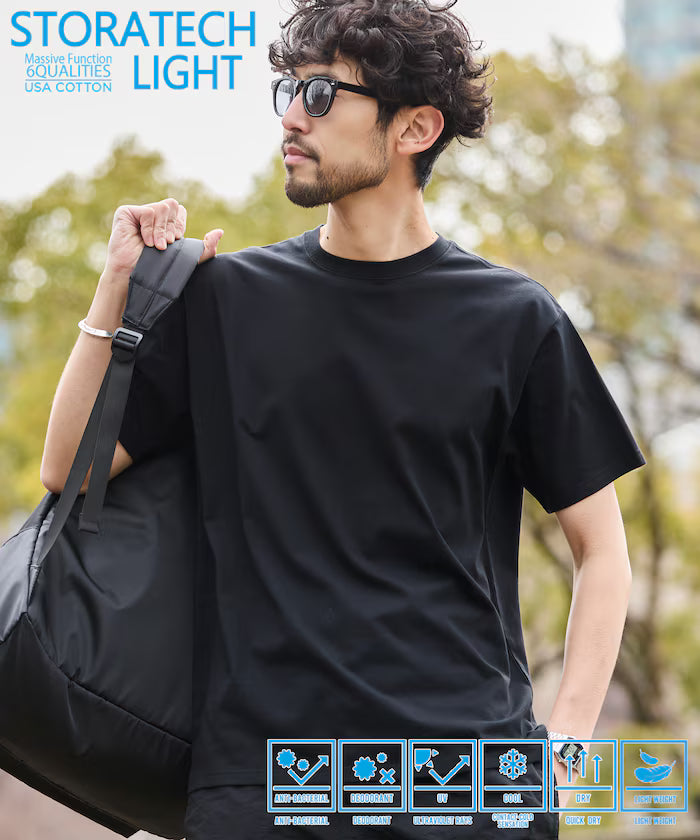STORATECH Lightweight Basic Silhouette T-Shirt/Antibacterial/Odor-resistant/Antimicrobial/UV Protection/Contact Cooling/Moisture-wicking 【Limited Edition】 - Black