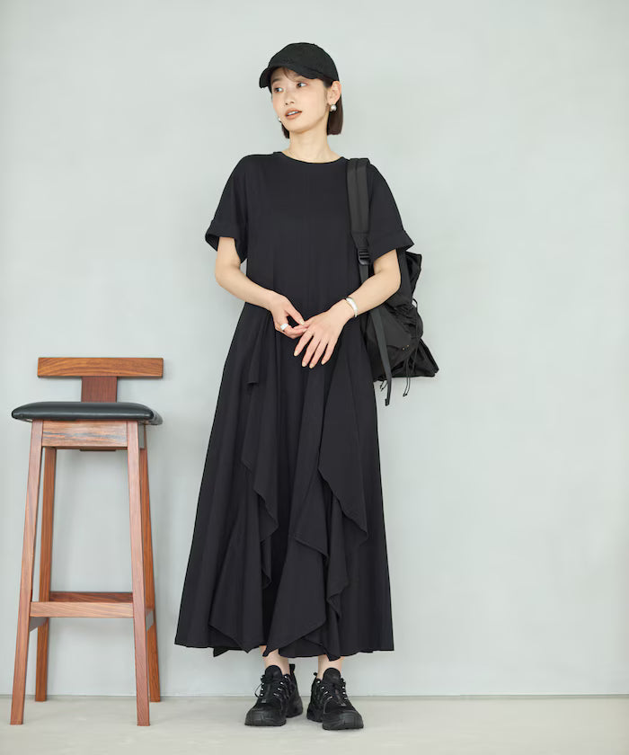 Organic Cotton Draped Flare Dress