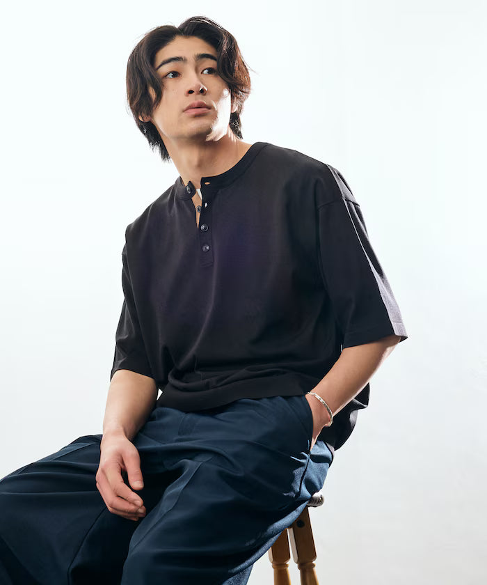 Relax Fit Relax Fit Cool Touch Color Block Henry Neck Pullover 【Limited Edition】