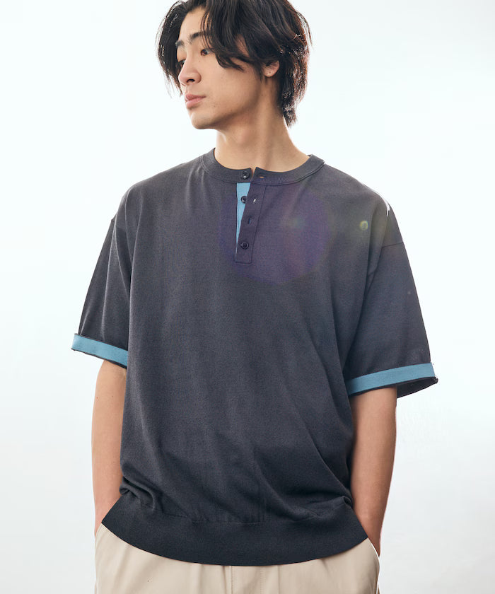 Relax Fit Relax Fit Cool Touch Color Block Henry Neck Pullover 【Limited Edition】