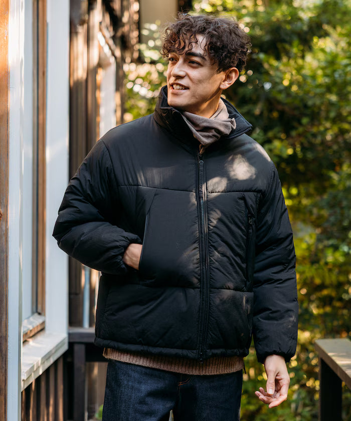 PRIMALOFT PUFF JACKET / Primaloft Stand Collar Puff Jacket / Insulated Blouson - Black
