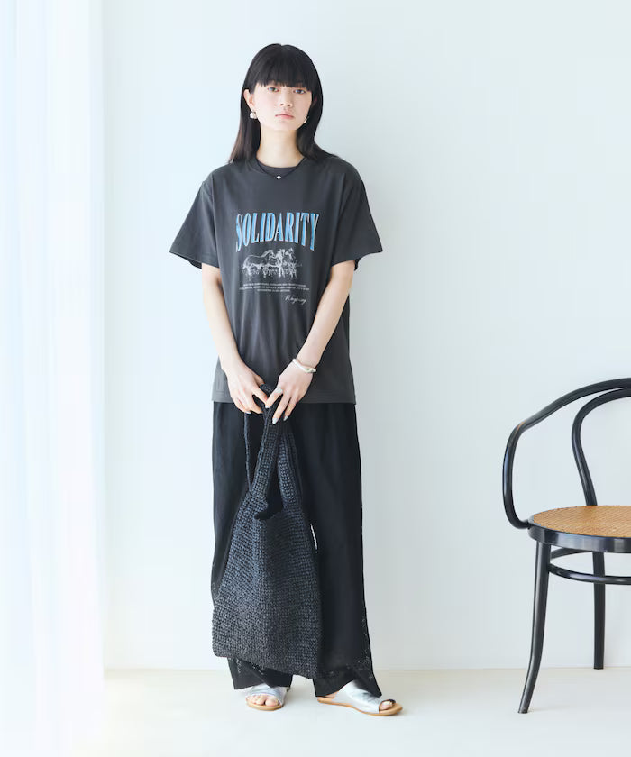 Comfortable Logo Horse Print Crew Neck T-Shirt