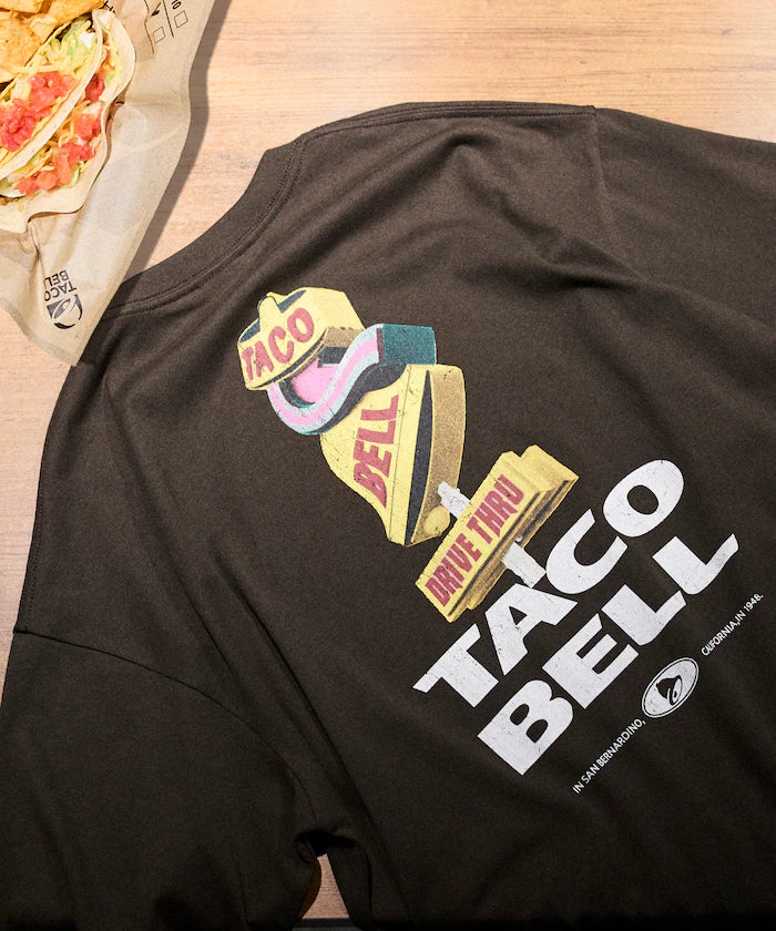 Limited Edition TACOBELL×FREAK'S STORE Exclusive Big Silhouette Back Print Crew Neck T-Shirt - Brown