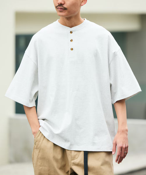 9 oz Heavyweight Big Silhouette Henley Neck T-Shirt/Heavyweight 【Limited Edition】 - Ash Gray