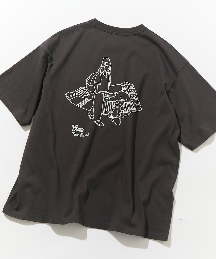 tombonia/Tombonia Back Print Crew Neck Pocket T-Shirt/Skate Boy