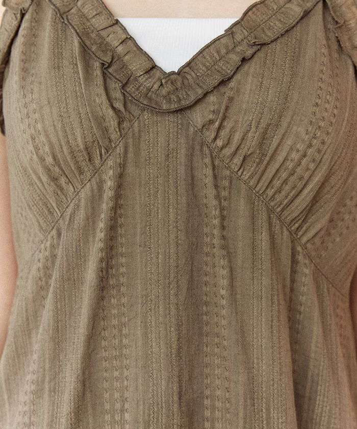 India Cotton Ruffle Tiered Camisole Mini Dress Limited Edition