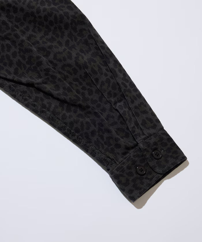 All-over print light corduroy shirt jacket [compatible with set-up]