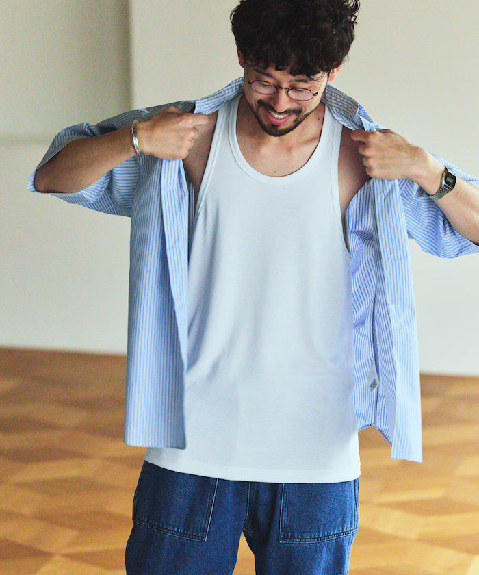 AIRDRY FUNCTIONAL High-Performance Material Ribbed Tank Top / Quick Drying / Heat Shielding