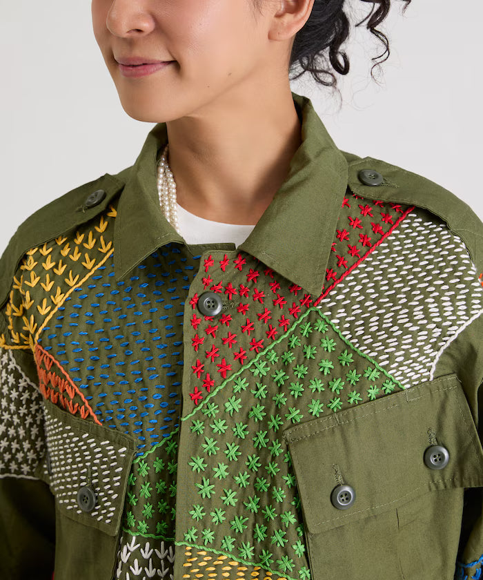 Vintage Hand-Stitch Remake Military Shirt Plain