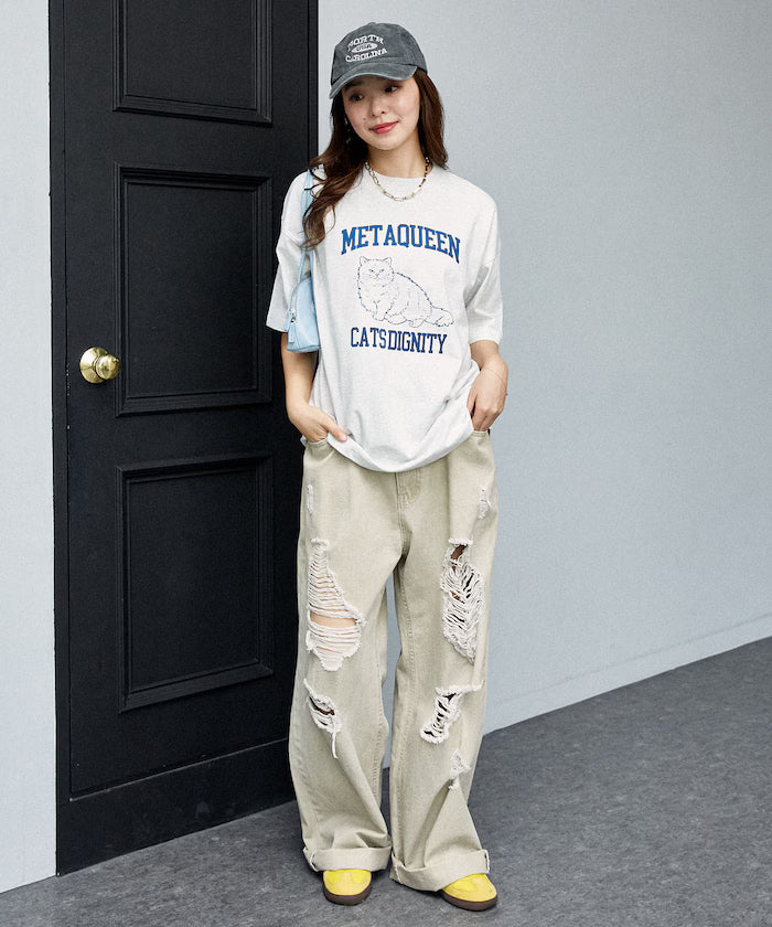 <Functional Material> METAQUEEN Cat Print T-Shirt Limited Edition
