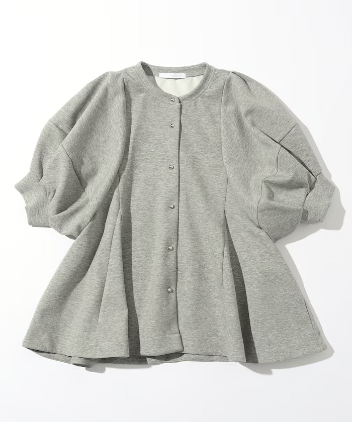 Cardigan with Peplum and Puff Sleeves