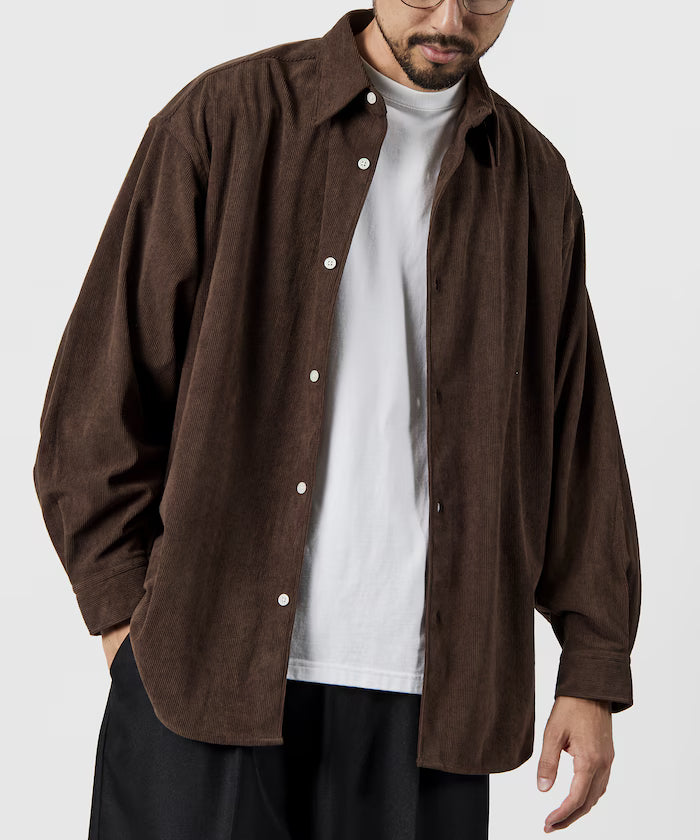Relax Fit Relaxed Fit Corduroy Regular Collar Shirt [Limited Edition] - Brown